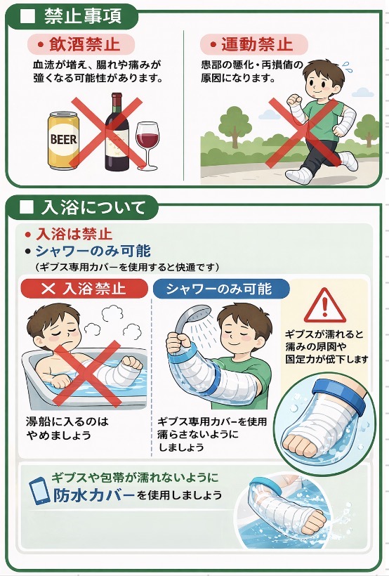 禁止事項と入浴について